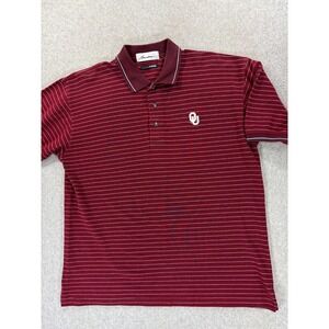 Oklahoma Sooners Striped Stitched Campus S/S Polo‎ Shirt (Men's Large) Crimson